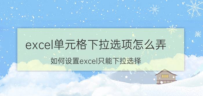 excel单元格下拉选项怎么弄 如何设置excel只能下拉选择？